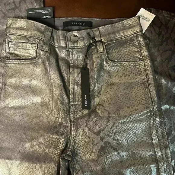 NWT J Brand Leenah metallic snakeskin python print high rise skinny jeans 25 - Picture 4 of 5